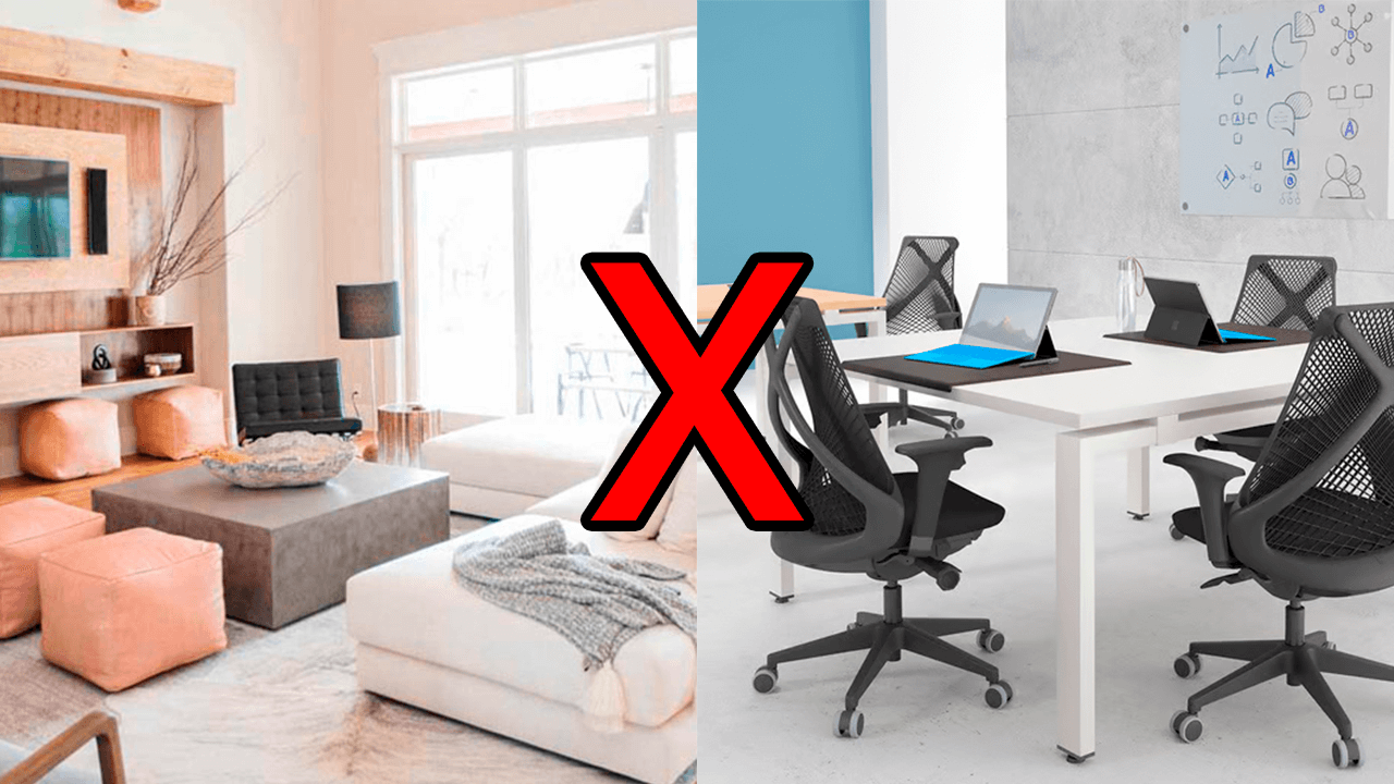 Puffs vs Cadeiras: Ambiente com puff elegante ao lado de escritório com cadeira ergonômica